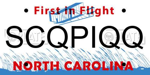 SCQPIQQ North Carolina License Plate