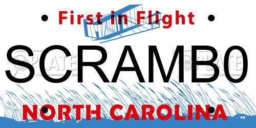 SCRAMB0 North Carolina License Plate