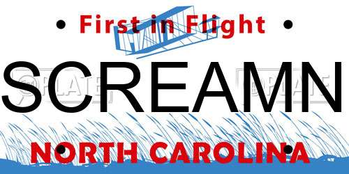SCREAMN North Carolina License Plate