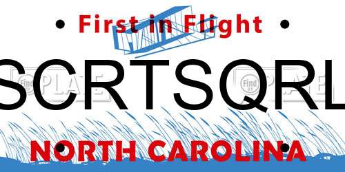 SCRTSQRL North Carolina License Plate