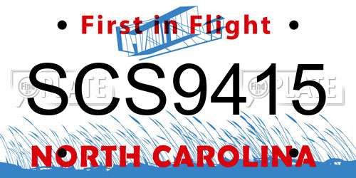 SCS9415 North Carolina License Plate