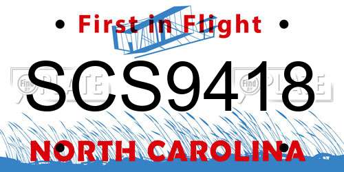 SCS9418 North Carolina License Plate