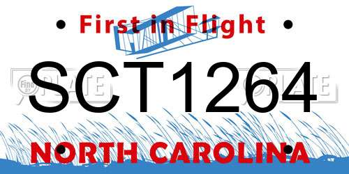 SCT1264 North Carolina License Plate