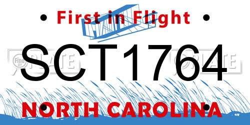SCT1764 North Carolina License Plate