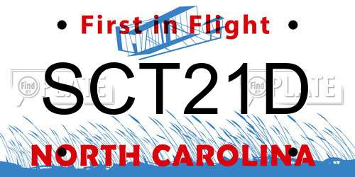 SCT21D North Carolina License Plate