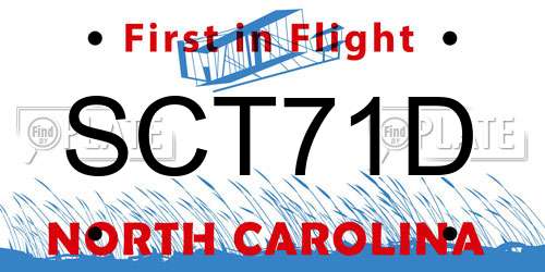 SCT71D North Carolina License Plate