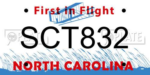 SCT832 North Carolina License Plate
