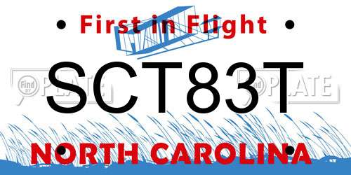SCT83T North Carolina License Plate