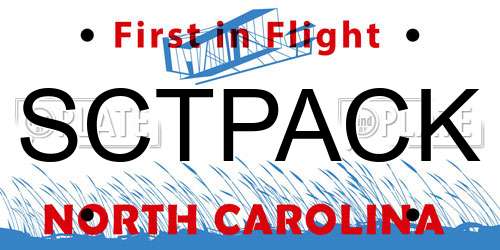 SCTPACK North Carolina License Plate