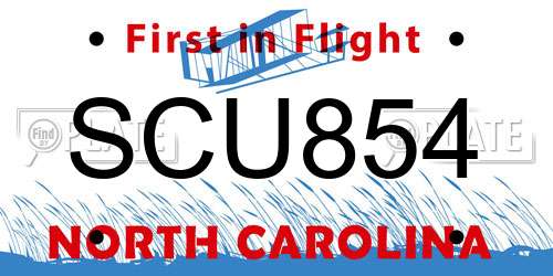 SCU854 North Carolina License Plate