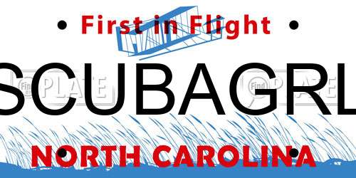 SCUBAGRL North Carolina License Plate
