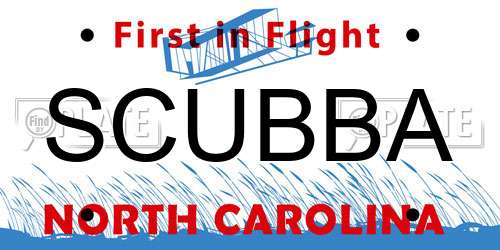 SCUBBA North Carolina License Plate