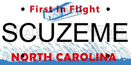 SCUZEME North Carolina License Plate
