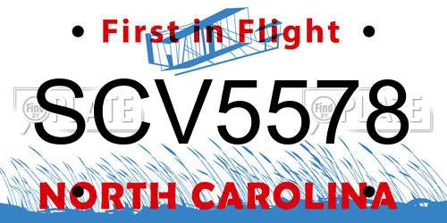 SCV5578 North Carolina License Plate