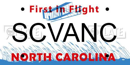 SCVANC North Carolina License Plate