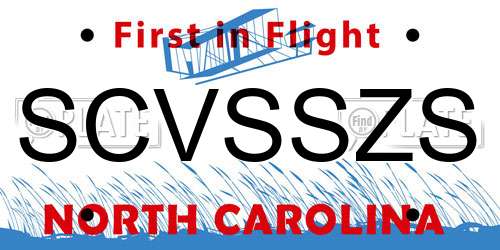SCVSSZS North Carolina License Plate