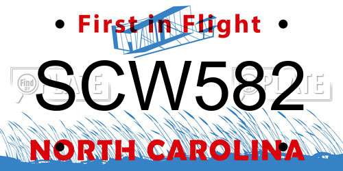 SCW582 North Carolina License Plate