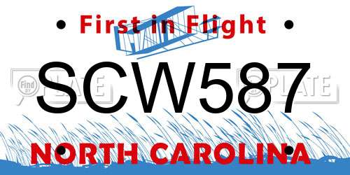 SCW587 North Carolina License Plate