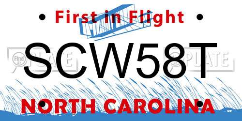 SCW58T North Carolina License Plate
