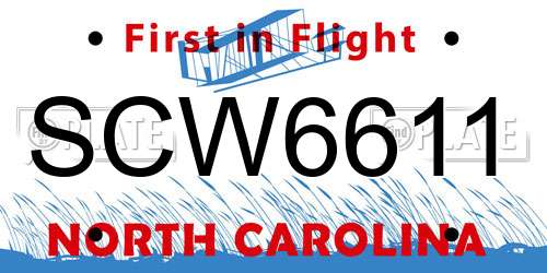 SCW6611 North Carolina License Plate