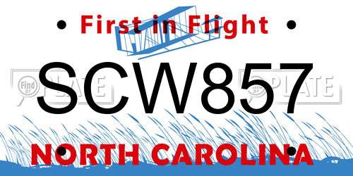 SCW857 North Carolina License Plate