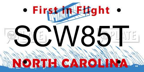 SCW85T North Carolina License Plate