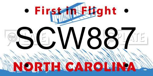 SCW887 North Carolina License Plate