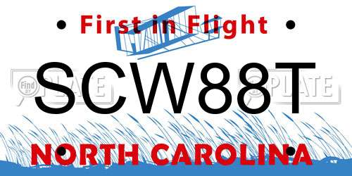 SCW88T North Carolina License Plate