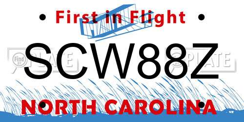 SCW88Z North Carolina License Plate
