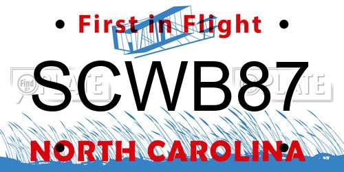 SCWB87 North Carolina License Plate