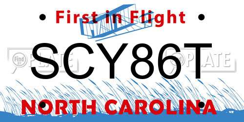 SCY86T North Carolina License Plate