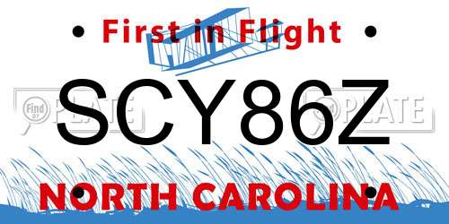 SCY86Z North Carolina License Plate