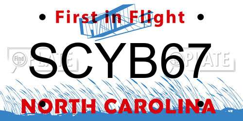 SCYB67 North Carolina License Plate