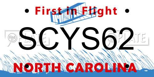 SCYS62 North Carolina License Plate
