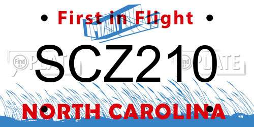 SCZ210 North Carolina License Plate
