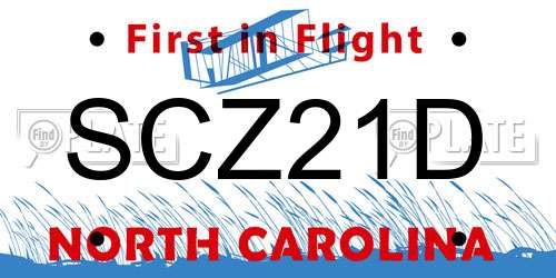 SCZ21D North Carolina License Plate