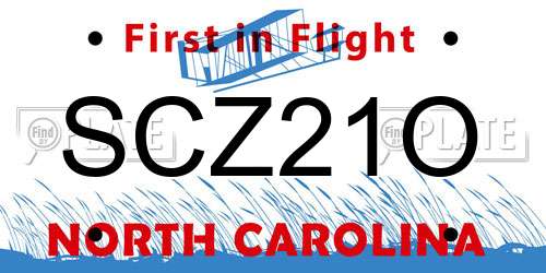 SCZ21O North Carolina License Plate