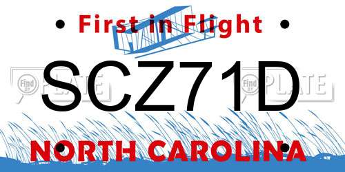 SCZ71D North Carolina License Plate