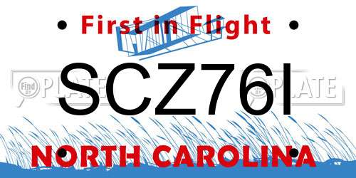 SCZ76I North Carolina License Plate