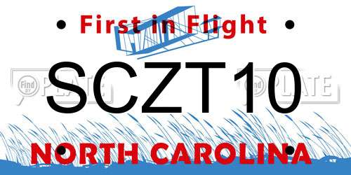 SCZT10 North Carolina License Plate