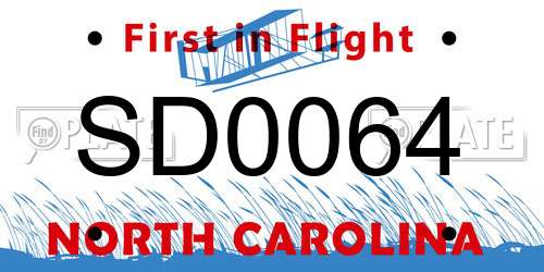 SD0064 North Carolina License Plate