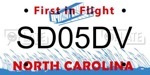 SD05DV North Carolina License Plate