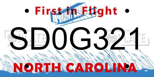 SD0G321 North Carolina License Plate