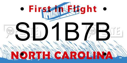SD1B7B North Carolina License Plate