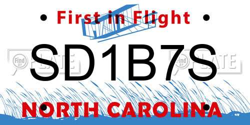 SD1B7S North Carolina License Plate
