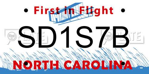 SD1S7B North Carolina License Plate