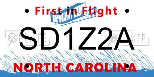 SD1Z2A North Carolina License Plate