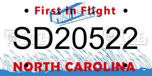 SD20522 North Carolina License Plate