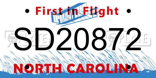 SD20872 North Carolina License Plate