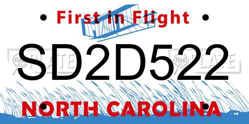 SD2D522 North Carolina License Plate